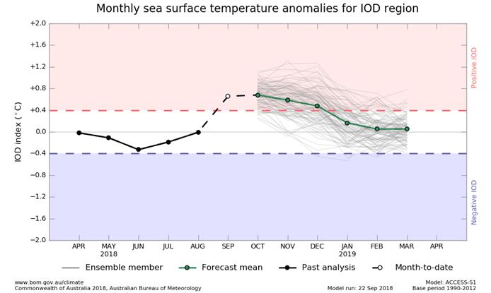 IOD SST plume graphs from ACCESS-S forecasts, updated daily